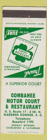 Matchbook Cover - Combahee Motor Court Restaurant Gardens Corner SC