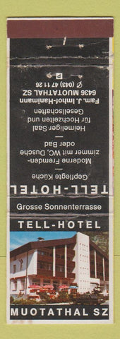 Matchbook Cover - Tell Hotel Muotathal Switzerland WEAR