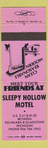 Matchbook Cover - Sleepy Hollow Motel Escanaba Gladstone MI