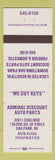 Matchbook Cover - Admiral Discount Auto Parts Oak Park MI