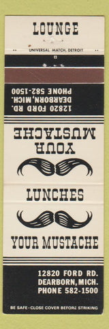 Matchbook Cover - Your Mustache Restaurant Dearborn MI