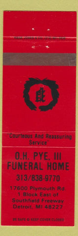 Matchbook Cover - OH Pye Funeral Home Detroit MI