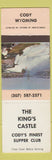 Matchbook Cover - The King's Castle Cody WY restaurant