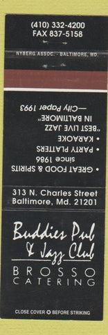 Matchbook Cover - Buddies Pub and Jazz Club Baltimore MD