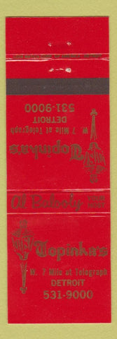 Matchbook Cover - Topinka's Detroit MI Al Balooly