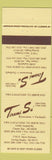 Matchbook Cover - Tirami Su Restaurant Clinton Township Sterling Heights MI