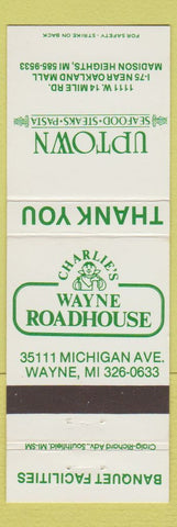 Matchbook Cover - Charlie's Wayne Roadhouse Wayne MI Madison Heights