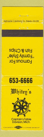 Matchbook Cover - Whitey's Captain's Table Davison MI