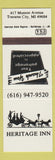 Matchbook Cover - Heritage Inn Traverse City MI