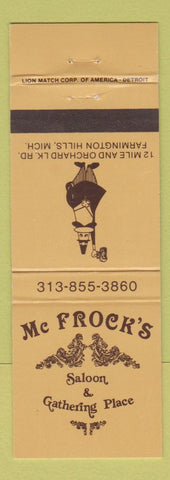 Matchbook Cover - Mc Frock's Saloon Farmington Hills MI