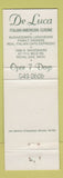 Matchbook Cover - DeLuca Royal Oak MI Italian restaurant WEAR