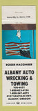 Matchbook Cover - Albany Auto Wrecking Towing Albany OR WEAR