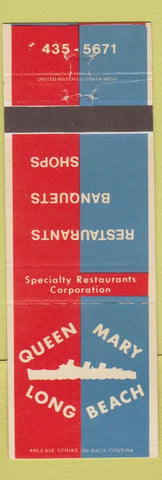 Matchbook Cover - Queen Mary Long Beach CA restaurants