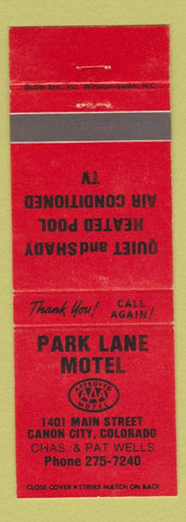 Matchbook Cover - Park Lane Motel Canon City Colorado WEAR