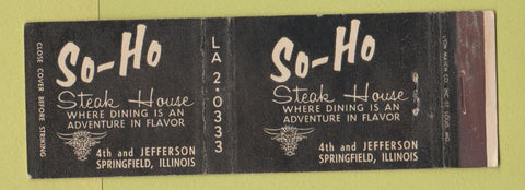 Matchbook Cover - So Ho Steak House Springfield IL WEAR Full Length