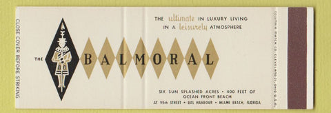 Matchbook Cover - Balmoral Hotel Miami Beach FL SAMPLE Full Length