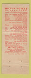 Matchbook Cover - Amsterdam Hilton Holland  WEAR 30 Strike