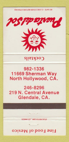 Matchbook Cover - Puerta Del Sol Mexican North Hollywood Glendale CA 30 Strike