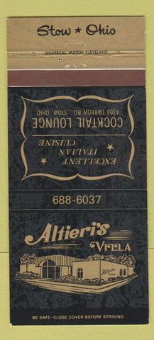 Matchbook Cover - Altieri's Villa Stow OH Italian 30 Strike