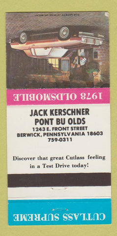 Matchbook Cover - 1978 Oldsmobile Buick Pontiac Berwick PA 30 Strike
