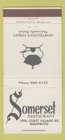 Matchbook Cover - Somerset Restaurant Montecito CA 30 Strike