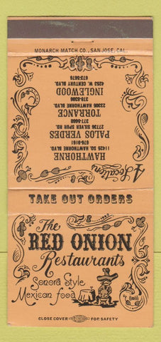 Matchbook Cover - Red Onion Mexican Food Inglewood Hawthorne CA 30 Strike