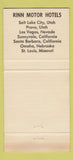 Matchbook Cover - Rinn Motor Hotels Salt Lake City Provo UT Las Vegas 30 Strike