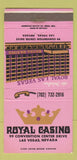 Matchbook Cover - Royal Casino Las Vegas NV 30 Strike