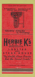 Matchbook Cover - Herbie K's Lobster Steak House Alexandria LA 30 Strike