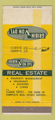 Matchbook Cover - Gribin Von Dye Real Estate Encino CA 30 Strike