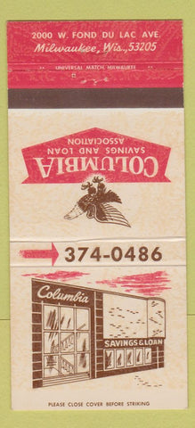 Matchbook Cover - Columbia Savings and Loan Milwaukee WI 30 Strike