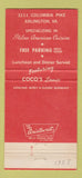 Matchbook Cover - Coco's Italian Restaurant Arlington VA 30 Strike