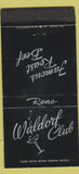 Matchbook Cover - Waldorf Club Reno NV 30 Strike