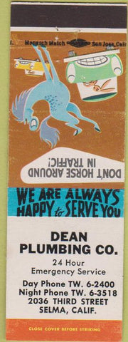 Matchbook Cover - Dean Plumbing Co Selma CA