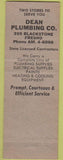 Matchbook Cover - Dean Plumbing Co Selma CA