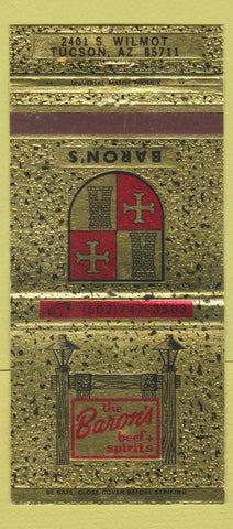 Matchbook Cover - Baron's Beef and Spirits Tucson AZ 30 Strike