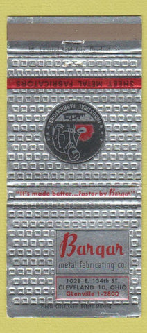 Matchbook Cover - Bargah Metal Fabricating Cleveland OH 30 Strike