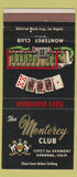 Matchbook Cover - Monterey Club Poker Cards Gardena CA 30 Strike
