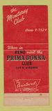 Matchbook Cover - Monterey Club Poker Cards Gardena CA 30 Strike