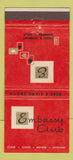 Matchbook Cover - Embassy Club Gardena CA cards poker 30 Strike