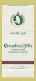 Matchbook Cover - Greenbriar Hills Country Club Kirkwood MO 30 Strike