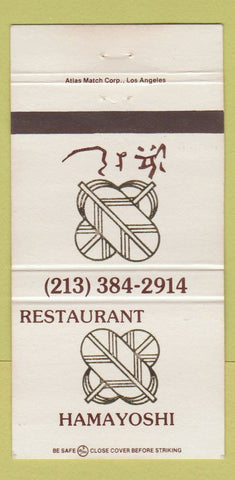 Matchbook Cover - Restaurant Hamayoshi Japanese Sushi Los Angeles CA 30 Strike