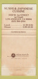 Matchbook Cover - Restaurant Hamayoshi Japanese Sushi Los Angeles CA 30 Strike