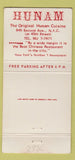 Matchbook Cover - Hunam Restaurant New York City WEAR 30 Strike