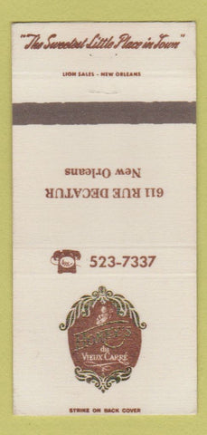 Matchbook Cover - Honey's du Vieux Capre New Orleans LA 30 Strike