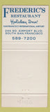 Matchbook Cover - Frederic's Restaurant Holiday Inn San Francisco CA 30 Strike