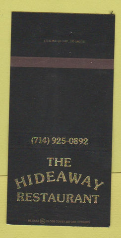 Matchbook Cover - Hideaway Restaurant Hemet San Jacinto CA 30 Strike