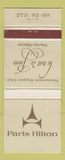 Matchbook Cover - Paris Hilton Hotel France WEAR 30 Strike