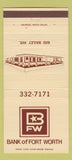 Matchbook Cover - Bank of Fort Worth TX 30 Strike