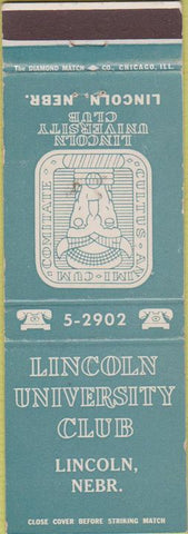 Matchbook Cover - Lincoln University Club Lincoln NE